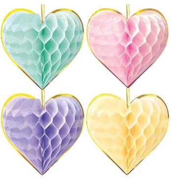 Globos Europe Bv Pastel hjerte papirvæv, 4 stk