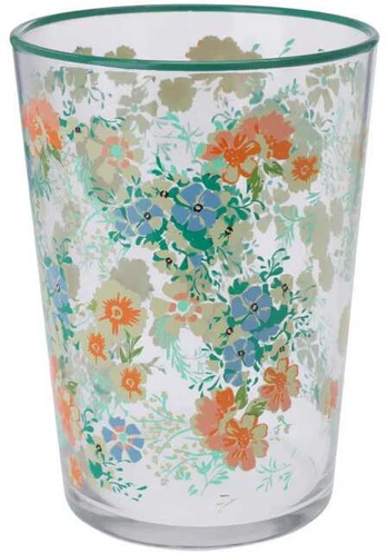 Didelė stiklinė su gėlių raštu, 510 ml