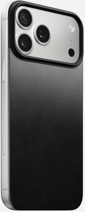 Dėklas Nomad Magnetic Leather Back, juodas (Horween), Magsafe - iPhone 17 Pro Max