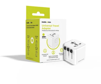 Mobile Origin Universalus kelioninis adapteris PW30 EU/UK/US/AUS, baltas
