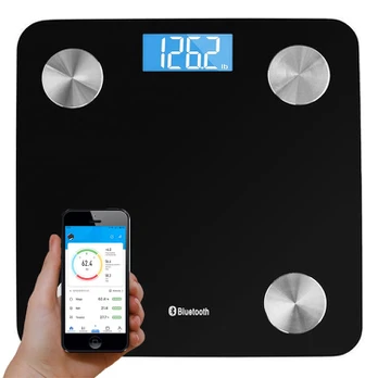 Išmaniosios kūno analizės svarstyklės su Bluetooth, iki 180 kg, juodos