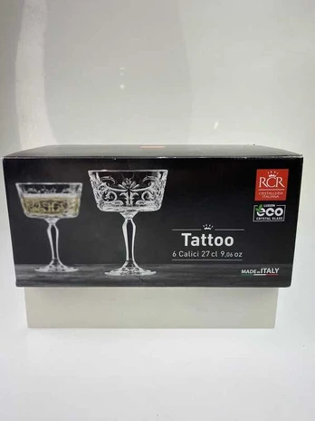 RCR Taurės šampanui/kokteiliui plačios TATTOO (6) 268ml krištolas