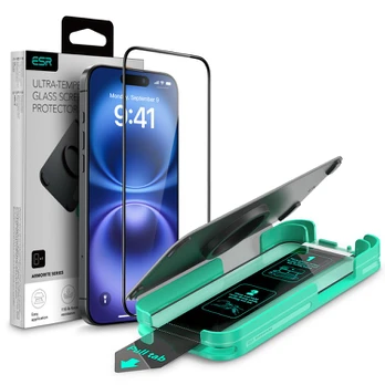 Juodas apsauginis grūdintas stiklas Apple iPhone 16 telefonui "ESR Armorite"