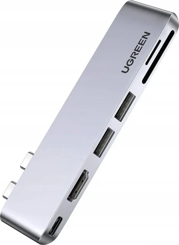HUB Ugreen CM380 2xUSB C - HDMI/2xUSB 3.0/SD TF/USB C PD - gray
