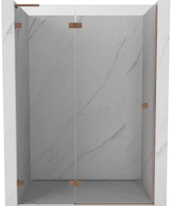 Dušo durys Mexen Lunar L, kairė, 130 cm, transparent/brushed copper