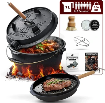 Gusskönig Eingebrannter Dutch Oven Set 7L be Füße