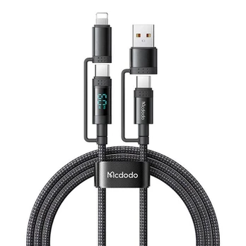 "McDodo 4-in-1" USB-C/A į USB-C/žaibolaidis CA-1990 1,2 m (juodas)