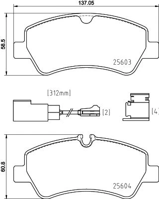 Stabdžių trinkelių rinkinys, diskinis stabdys BREMBO P 24 187