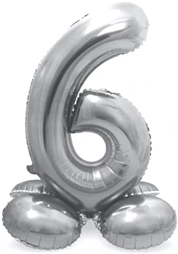 Sidabrinis pastatomas balionas - skaičius 6, 40 cm