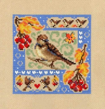 MP Studia Kryželių siuvinėjimo rinkinys „Mini sampler: Rudens kompozicija“, 13×13 cm