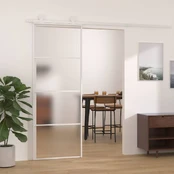 Stumdomos durys, baltos, 76x205cm, ESG stiklas ir aliuminis kaina
