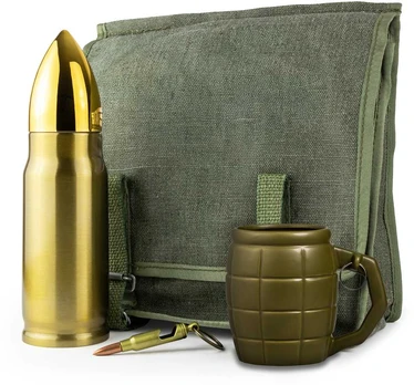 Karinės tematikos dovanų rinkinys „Bullet & Grenade“