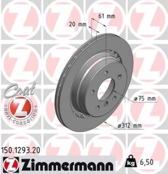 Stabdžių diskas ZIMMERMANN 150.1293.20