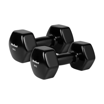 Hantelki żeliwne winylowe HEX 2x9kg, REBEL ACTIVE