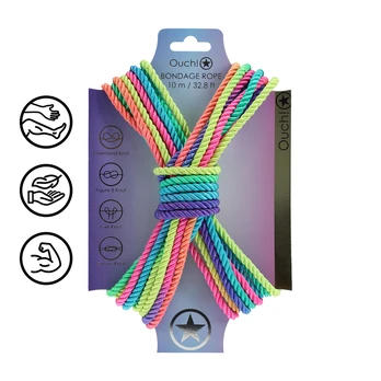 Ouch By Shots Polyester Bondage Rope - 32.8 ft / 10 m - Multicolor Bright