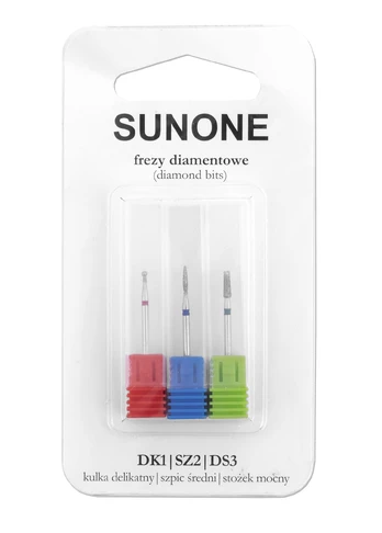 SUNONE deimantinių manikiūro antgalių rinkinys, 3vnt.