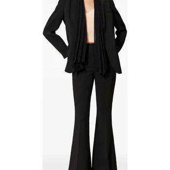 Kelnės moterims, Juoda, Crepe flared trousers