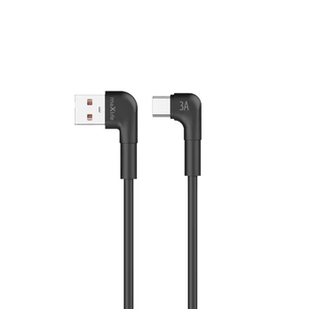 Maxlife MXUC-09 angle cable USB - USB-C 2,0 m 3A juodas