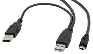 CABLE USB2 DUAL AM-MINI 0.9M/BLACK CCP-USB22-AM5P-3 GEMBIRD kaina