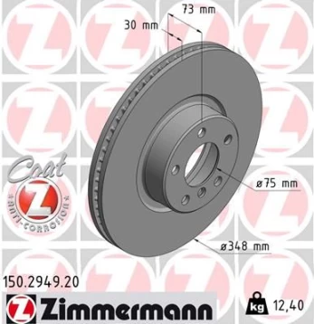 Stabdžių diskas ZIMMERMANN 150.2949.20