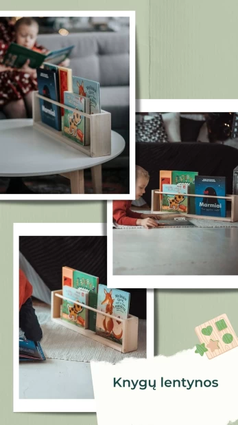 Montessori knygų lentynėlės Balta 3 vnt.