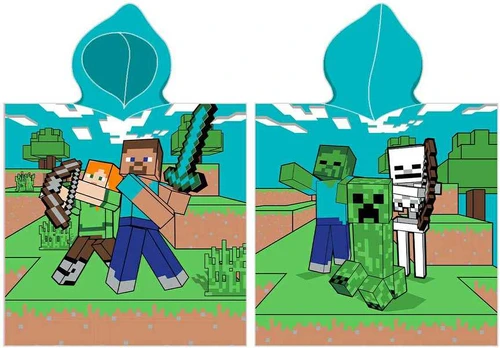 MCU Minecraft Poncho badehåndklæde med hætte - 100 procent bomuld