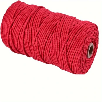 Makramė virvė 4 mm, 50 m, Raudona