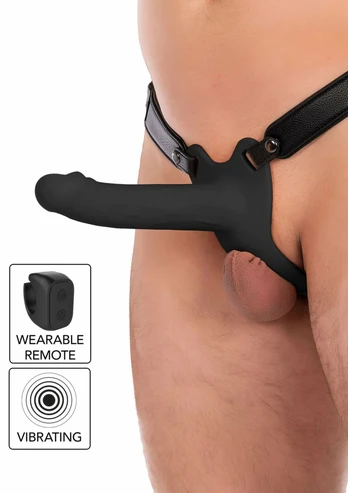 INFERNO Hollow Vibrating Strap-On Silicone System 18 cm Black
