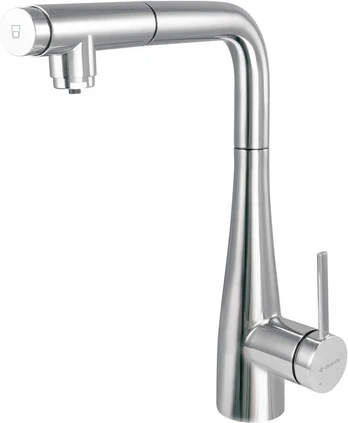 Kitchen faucet with water filter connection with pull-out spout