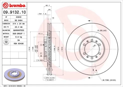 Stabdžių diskas BREMBO 09.9132.10