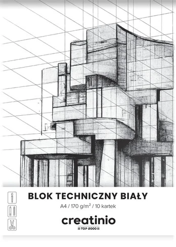 Baltas techninis blokas A4, 10 lapų, 170g