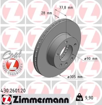 Stabdžių diskas ZIMMERMANN 430.2601.20