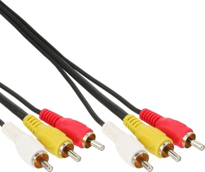 Kabelis InLine RCA (Cinch) x3 - RCA (Cinch) x3 10m juoda (89610)
