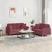 Sofa Sofos komplektas su pagalvėmis, 2 dalių, vyno, audinys kaina