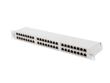 PATCH PANEL 48 PORT 1U 19" KAT.6 FTP EKRANOWANY PILKA LANBERG