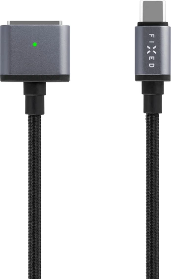 FIXED Braided Cable USB-C/MagSafe 3, 2m, 140W, pilka