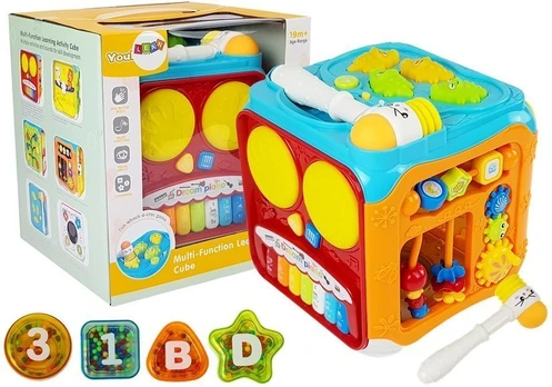 Lavinimo žaislas Lean Toys Multi Function Learning Activity Cube LT8303, 21 cm, EN, įvairių spalvų