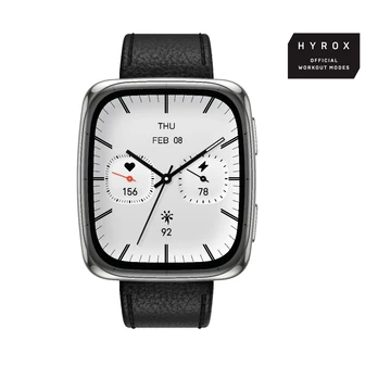 Amazfit Active 2 Square išmanusis laikrodis, juodas, odinis dirželis, AMOLED, GPS