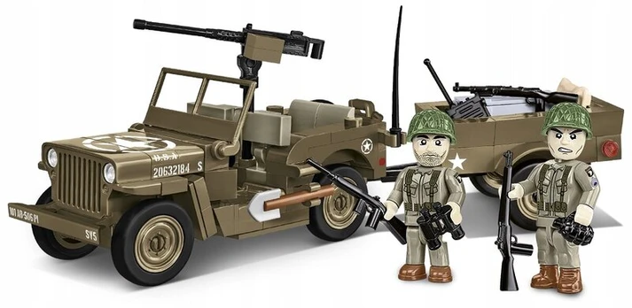 Statybų žaidimas - COBI - Willys MB ir priekaba - 200 elementų - 2 figūrėlės - Ruda