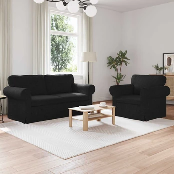 Sofa 2 pcs Juoda 175 x 82 x 80 cm audinys