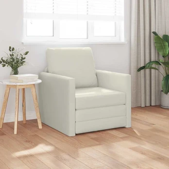 Sofa Grindų Sofos Lova 2-in-1 Kreminė 74x77x81 cm Aksomas