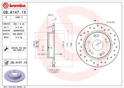 Stabdžių diskas BREMBO 08.A147.1X kaina