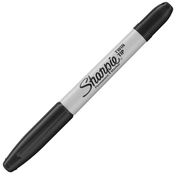 Markeris SHARPIE Twin Tip, 1 mm ir 0,5 mm, dvipusis, juodas