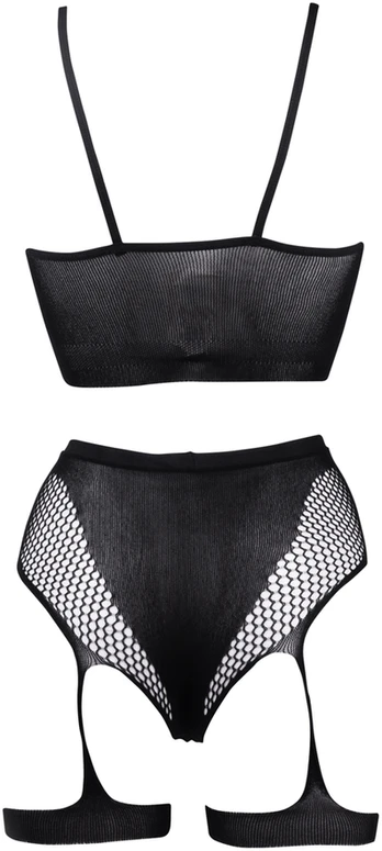 Shots 2-Piece Bra Set with Garters - One Size - Juodas