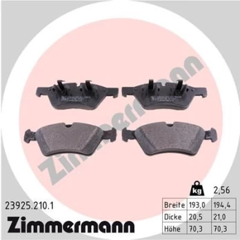 Stabdžių trinkelių rinkinys, diskinis stabdys ZIMMERMANN 23925.210.1
