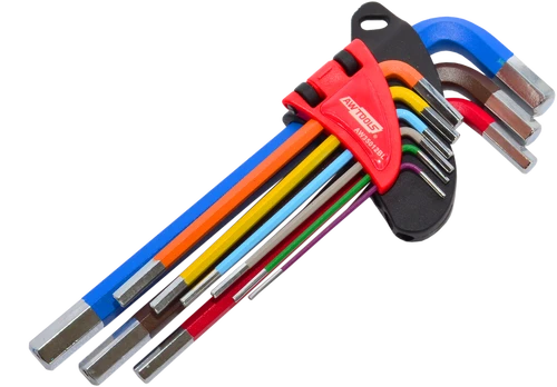AW-Tools AWTOOLS ŠEŠIAKAMPIAI RAKTAI HEX / 1,5-10,0 mm / 9 vnt. Juodas LINE