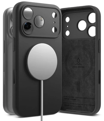 Juodas dėklas Apple iPhone 17 Pro / 18 Pro telefonui "Ringke Silicone Magnetic Magsafe"