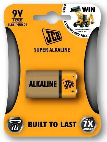 Solight JCB SUPER alkaline battery 6LR61/9V, blister 1 pc