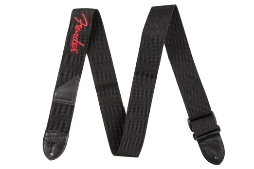 Gitaros diržas Fender red logo poly strap, juodas