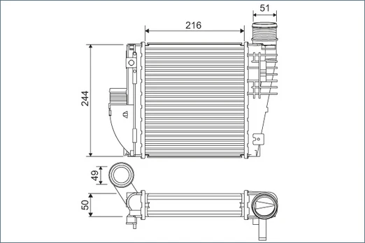 Tarpinis suslėgto oro aušintuvas, kompresorius VALEO 822927